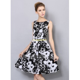 Polyester With Print Knee Length Dress