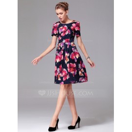Polyester/Cotton With Print Knee Length Dress